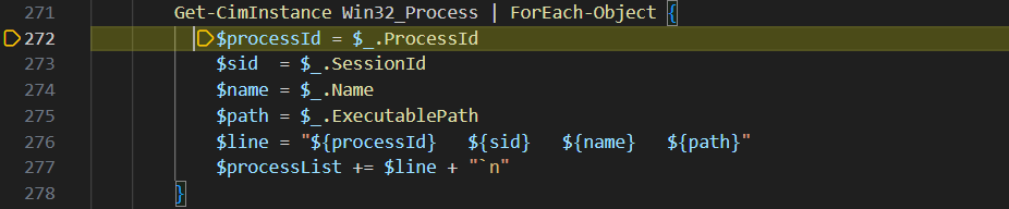 Enumerate infected machine processes